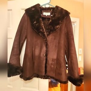 NWT Vintage Women's Calvin Klein Faux Fur Chocolate Brown jacket- medium